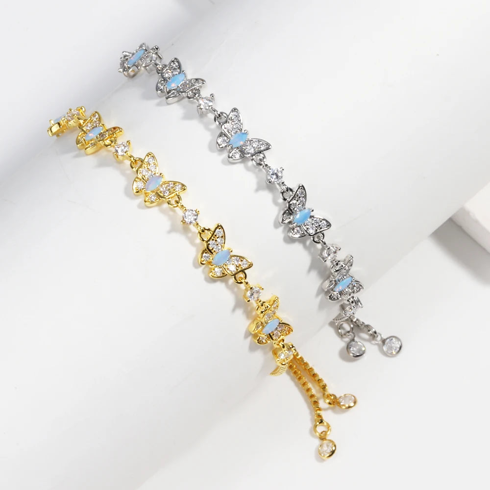 Zircon Butterfly Adjustable Bracelet